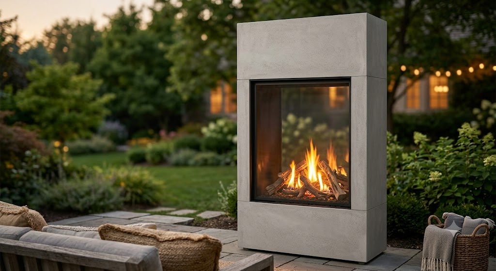 Hearthstone Outdoor Gas Fireplace on a patio