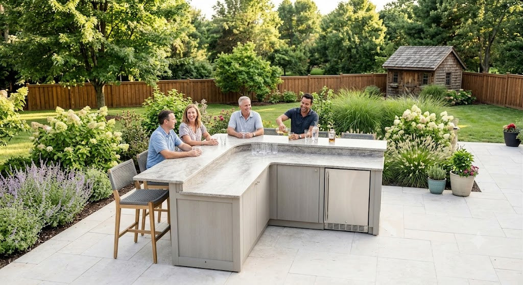 Quarry Bar Island with Fridge Cabinet